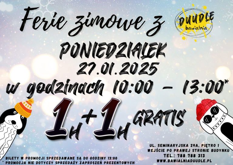Ferie zimowe z Bawialnią Duudle – 2 godziny w cenie 1