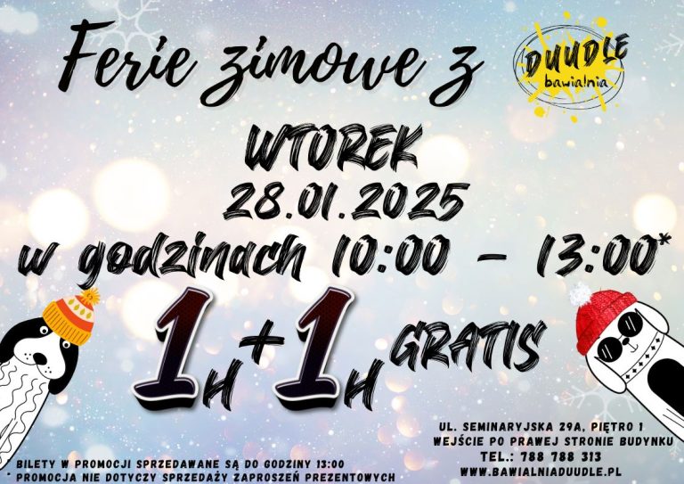 Ferie zimowe z Bawialnią Duudle – 2 godziny w cenie 1