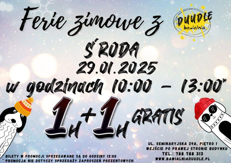 Ferie zimowe z Bawialnią Duudle – 2 godziny w cenie 1