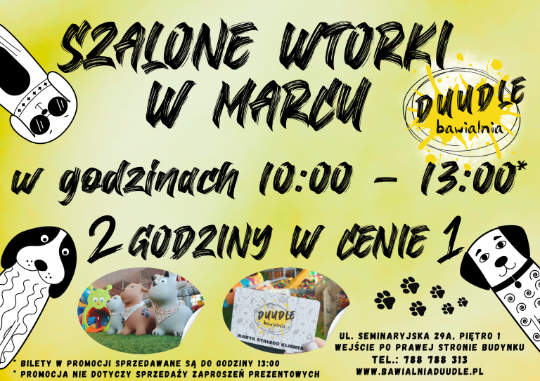 Zabawa w Bawialni: 2 Godziny w Cenie 1 w Każdy Wtorek w marcu!