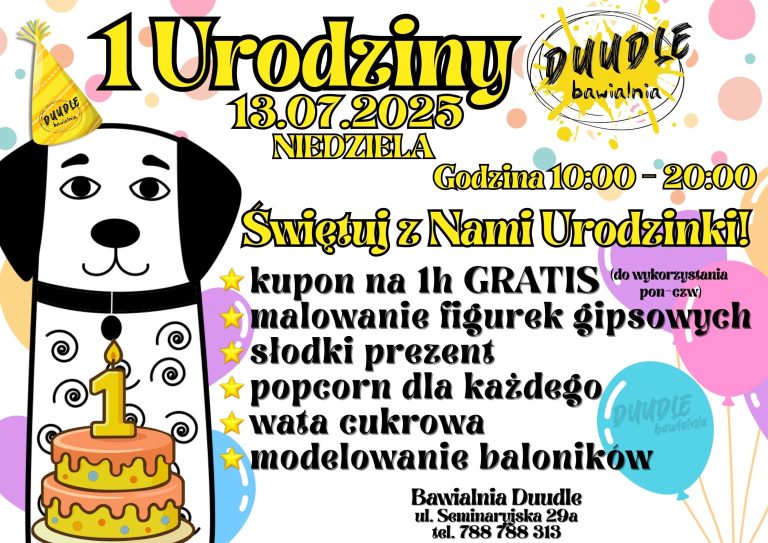 1 urodziny Bawialni Duudle – świętuj z nami i odbierz godzinę gratis!