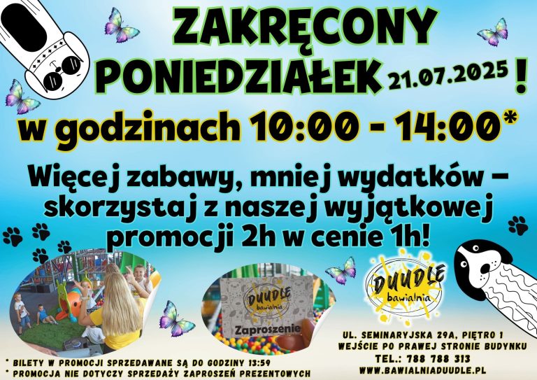 Promocja w Bawialni Duudle – 2 godziny zabawy w cenie 1 już 21 lipca!