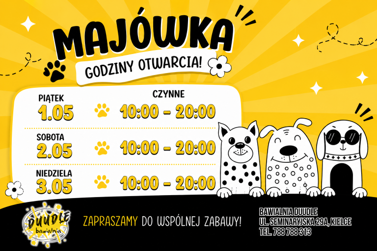 Majówka z Bawialnią Duudle – godziny otwarcia